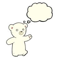 cartoon polar bear cub with thought bubble N36