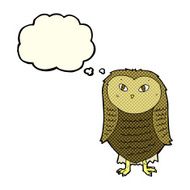 cartoon owl with thought bubble N29