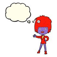 cartoon vampire girl with thought bubble N106