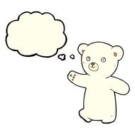 cartoon polar bear cub with thought bubble N38