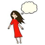 cartoon ghost like girl with thought bubble N5