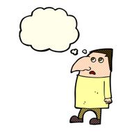 cartoon worried man with thought bubble N43