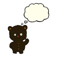 cartoon waving black bear cub with thought bubble N21