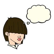 cartoon fashion haircut with thought bubble N5