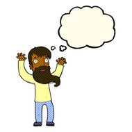 cartoon excited man with beard thought bubble N5