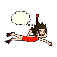 cartoon swimmer with snorkel thought bubble N5