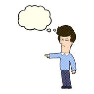 cartoon man pointing with thought bubble N86