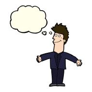 cartoon happy man with thought bubble N212