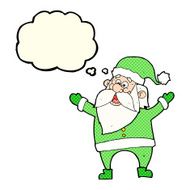 cartoon santa claus with thought bubble N86