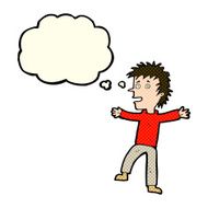 cartoon happy man with thought bubble N213