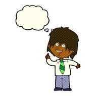 cartoon school boy with idea thought bubble N13