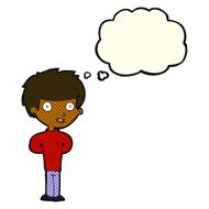 cartoon happy boy with thought bubble N106