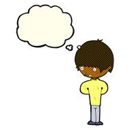 cartoon nervous boy with thought bubble N5