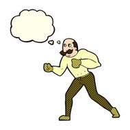 cartoon retro boxer man with thought bubble N5