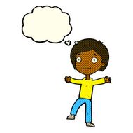 cartoon excited boy with thought bubble N71