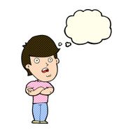 cartoon disappointed man with thought bubble N3