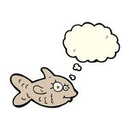 cartoon happy goldfish with thought bubble N3