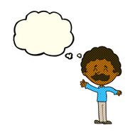 cartoon man with mustache waving thought bubble N15