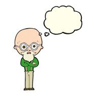 cartoon annoyed old man with thought bubble N30