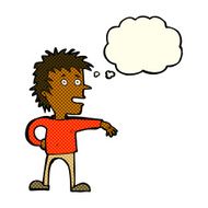 cartoon man making dismissive gesture with thought bubble N10