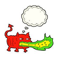 cartoon fire breathing imp with thought bubble N5