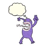 cartoon crazy frog with thought bubble N5
