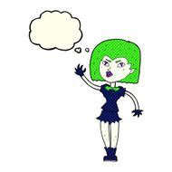 cartoon pretty vampire girl with thought bubble N14