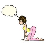 cartoon sexy woman on all fours with thought bubble N5