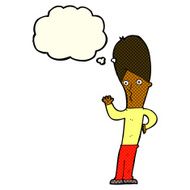 cartoon man waving with thought bubble N13