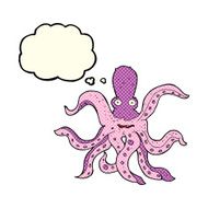 cartoon giant octopus with thought bubble N5