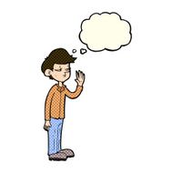 cartoon arrogant boy with thought bubble N5