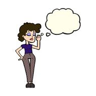 cartoon woman ignoring with thought bubble N14