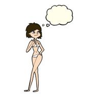 cartoon woman in bikini with thought bubble N27