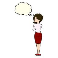 cartoon businesswoman ignoring with thought bubble N5