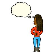 cartoon woman ignoring with thought bubble N15
