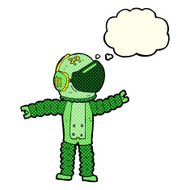 cartoon astronaut reaching with thought bubble N5