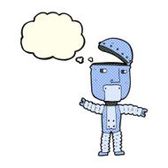 cartoon robot with thought bubble N72