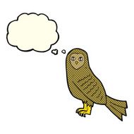 cartoon owl with thought bubble N30