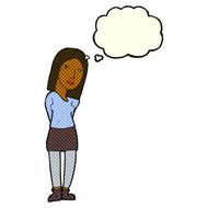 cartoon woman waiting with thought bubble N8