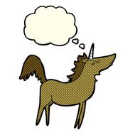 cartoon unicorn with thought bubble N19