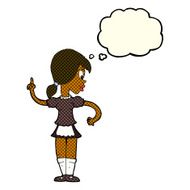 cartoon waitress calling order with thought bubble N5