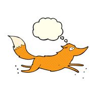 cartoon fox running with thought bubble N3