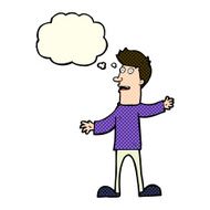 cartoon surprised man with thought bubble N62