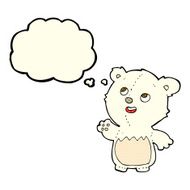 cartoon happy little teddy polar bear with thought bubble N3