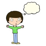 cartoon surprised man with thought bubble N63