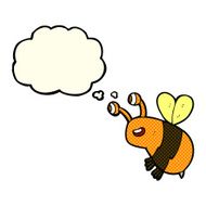 cartoon happy bee with thought bubble N10