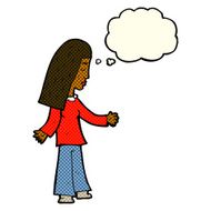 cartoon woman with open arms thought bubble N46