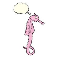 cartoon sea horse with thought bubble N10