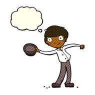 cartoon man tipping hat with thought bubble N3