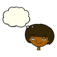 cartoon smug looking boy with thought bubble N4